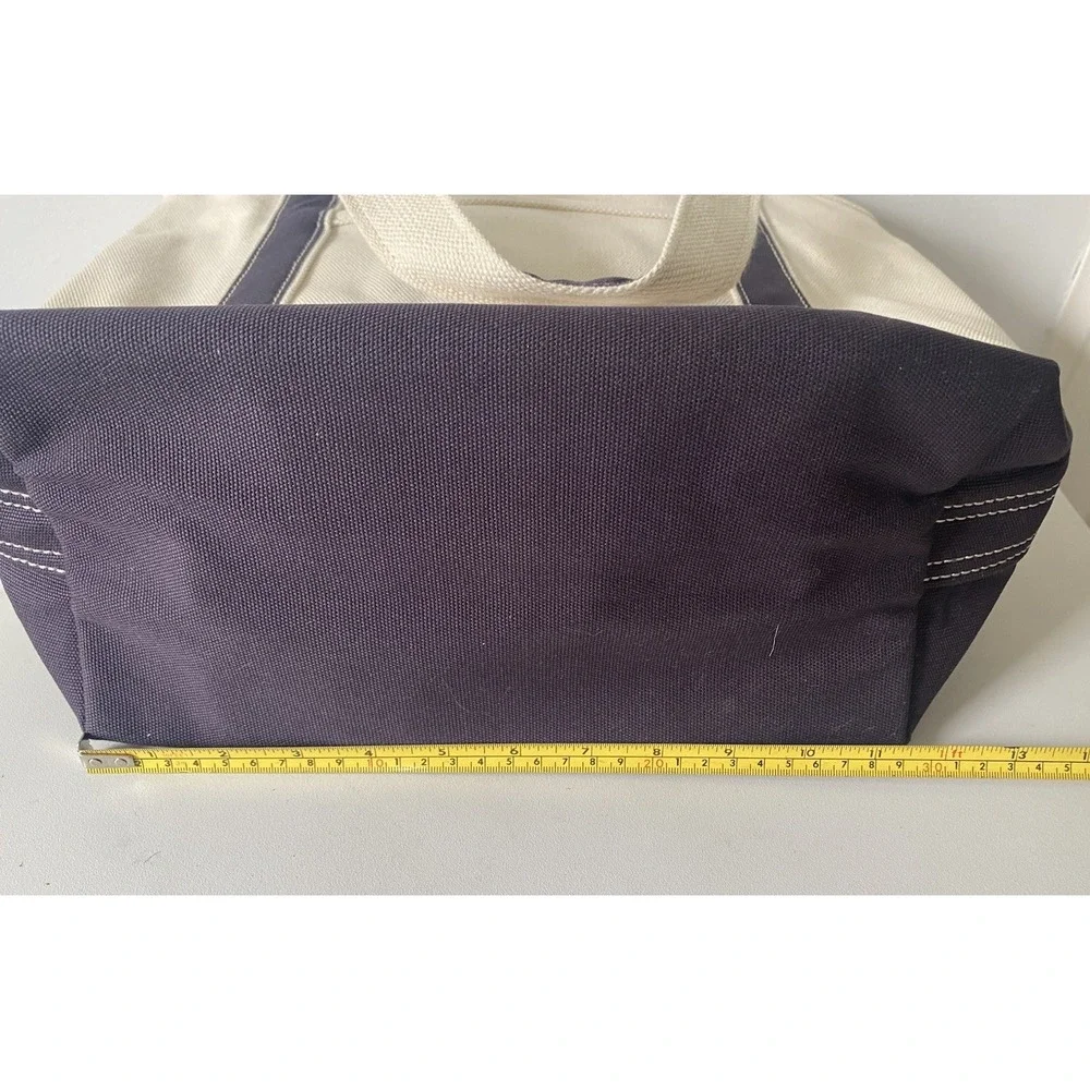 Lands End Navy Blue 5 Pocket Zip Top Medium Canvas Tote Bag NWOT Coastal Casual